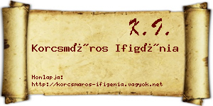 Korcsmáros Ifigénia névjegykártya